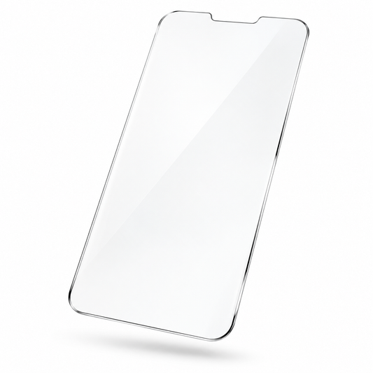 Generic clear tempered glass screen protector illustration; select your iPhone model