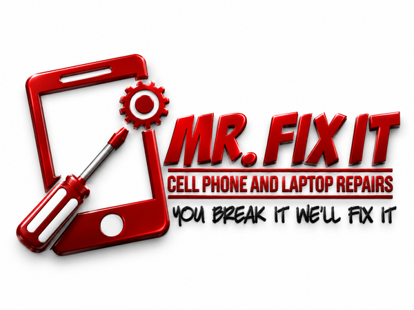 Mr. Fix It cellphone and laptop repairs three-dimensional red logo