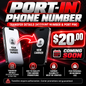 Port-in number transfer details service, $20 coming soon, promotional eligibility not guaranteed