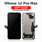 iPhone 12 Pro Max Soft OLED replacement screen, labeled illustration (not exact-part photography)