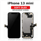 iPhone 13 mini Soft OLED replacement screen, labeled illustration (not exact-part photography)