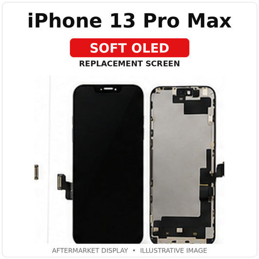 iPhone 13 Pro Max Soft OLED replacement screen, illustrative product image showing model name