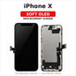 iPhone X Soft OLED replacement screen, illustrated front and back with clearly labeled model; actual part appearance may vary