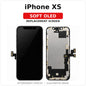 iPhone XS Soft OLED replacement screen, illustrated front and back with clearly labeled model; actual part appearance may vary