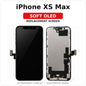iPhone XS Max Soft OLED replacement screen, illustrated front and back with clearly labeled model; actual part appearance may vary